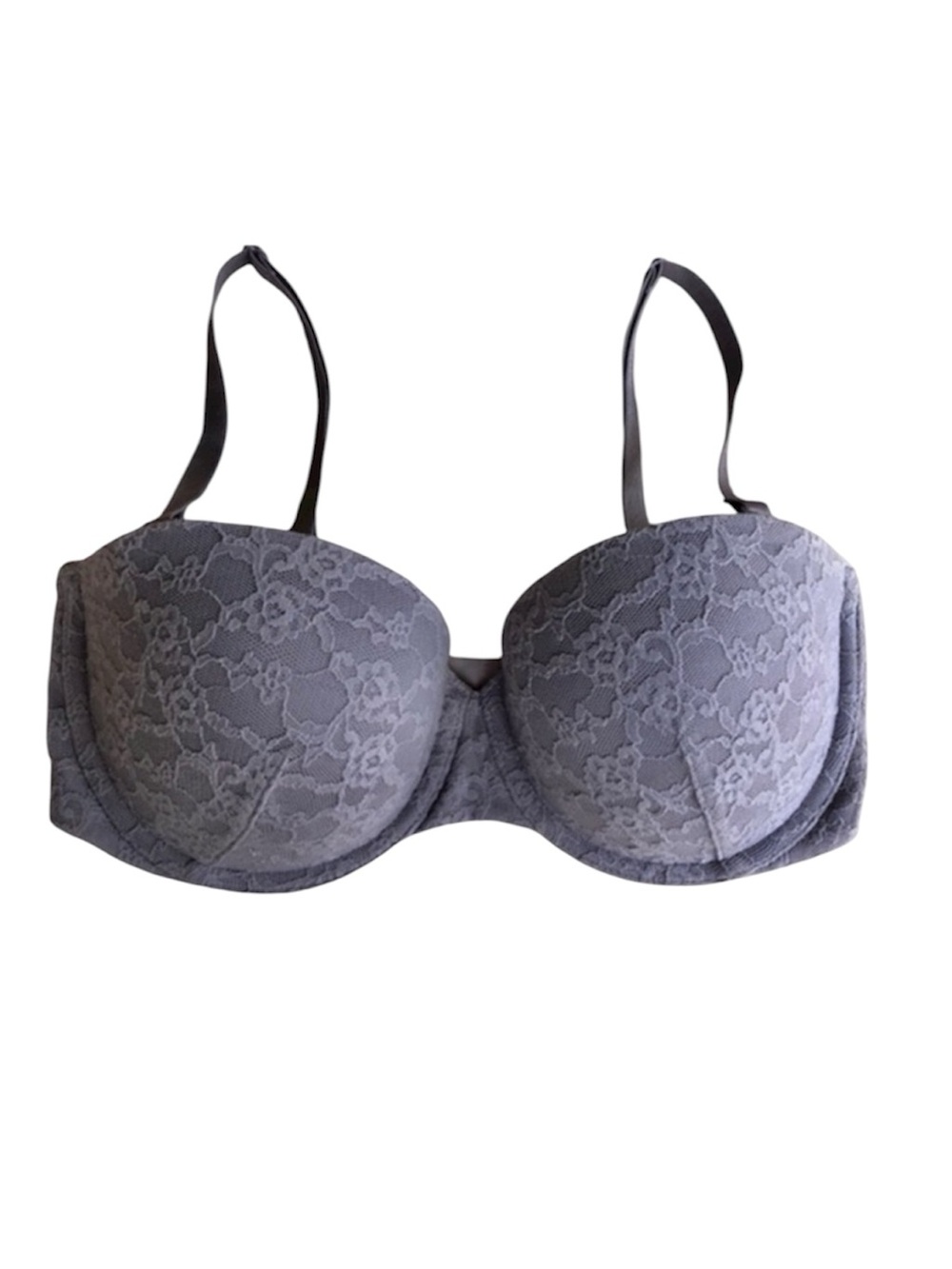 Victoria’s Secret Lace Padded Underwire Removable Straps Gray LavenderBra 34D